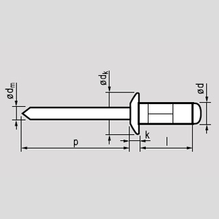 Рисунок № 1. Заклепки MFX 1171 - полукруглая головка, (RAL 9010) белый