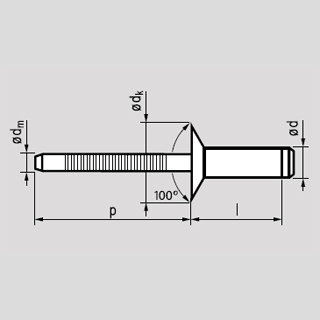 Рисунок № 1. Вытяжные заклепки MFX 1474 (MASTERLOCK) - утопленная потайная головка