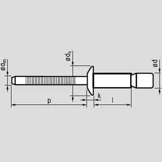 Рисунок № 1. Вытяжные заклепки MFX 1791 (P-LOCK) - полукруглая головка